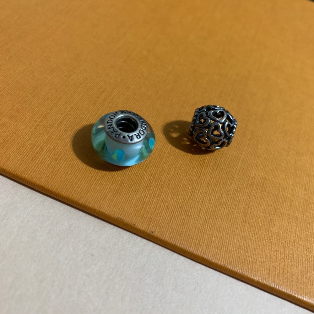Pandora Heart Spacer & Turquoise Polka Dot
